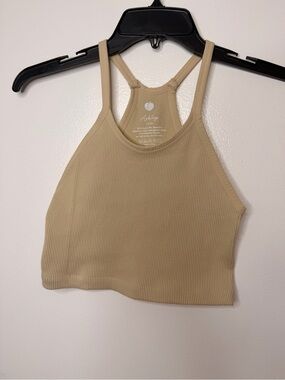 Ashley By 26 International Ribbed Crop Tank Top in Tan